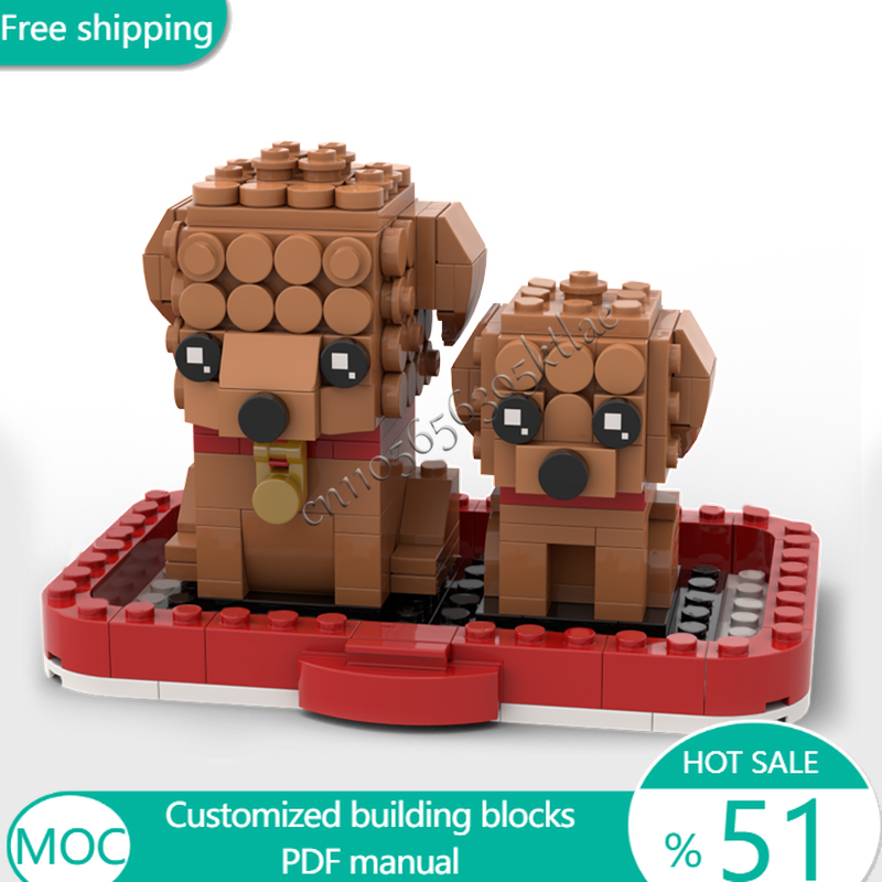 Kids Toys Blocks - 293 pçs animal goldendoodl e filhote