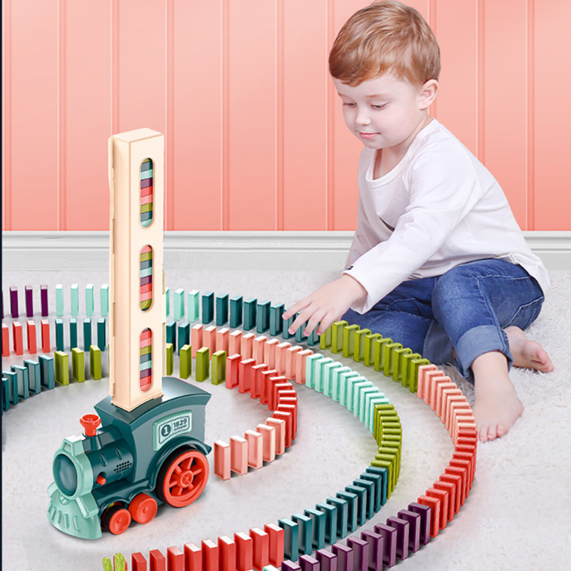 Kids Toys Electric Car - Conjunto de carro de trem dominó
