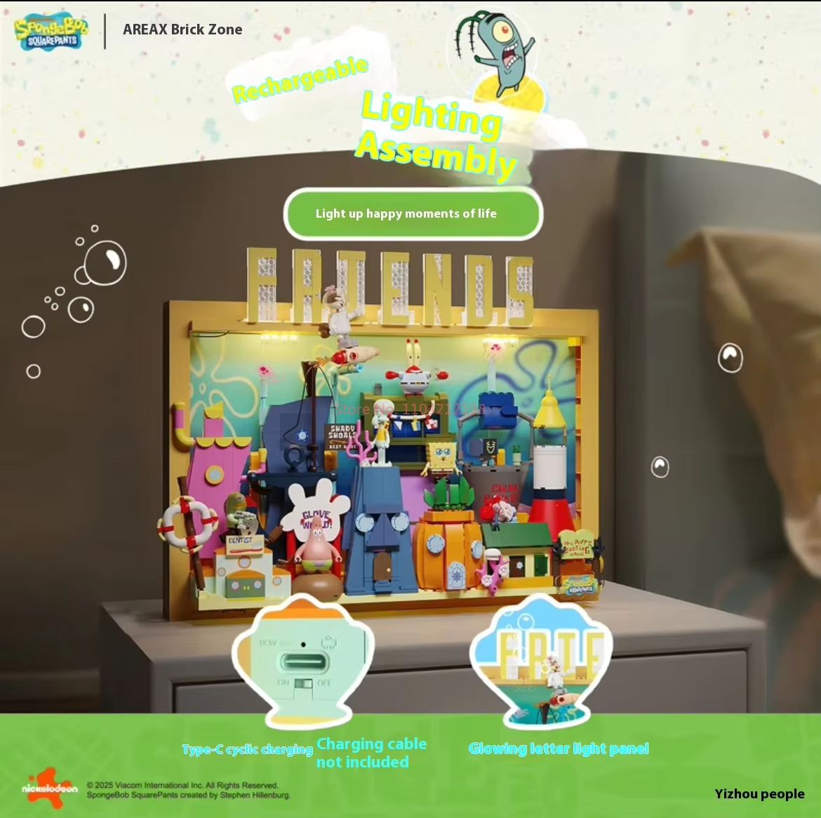 Área oficial-x bob esponja cal - Kids Toys Blocks avaliação e preço